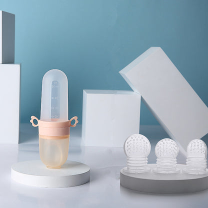 Baby Food Feeder Bottle with Spoon – Soft Silicone, Safe & Mess-Free Feeding