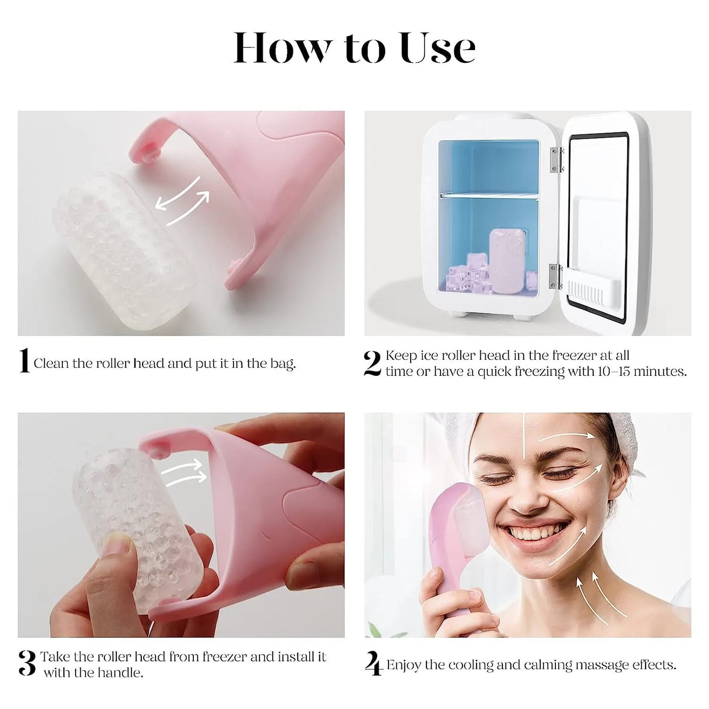 Ice Roller Face Massager – Cooling Facial Roller for Puffiness & Glowing Skin