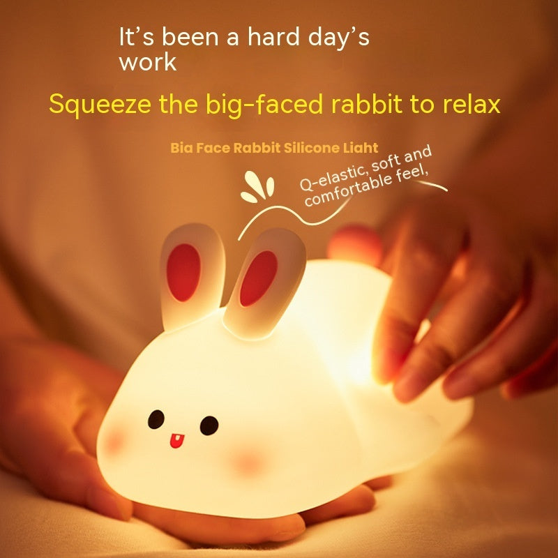 Cute LED Night Light – Touch Sensor Silicone Rabbit Lamp for Kids, Bedside & Christmas Gifts