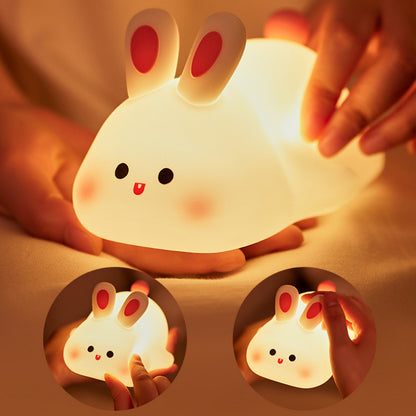 Cute LED Night Light – Touch Sensor Silicone Rabbit Lamp for Kids, Bedside & Christmas Gifts
