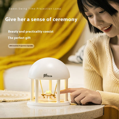 Dream Projector Atmosphere Night Light with Wireless Bluetooth Speaker – Cute Ambient Lamp for Home & Car