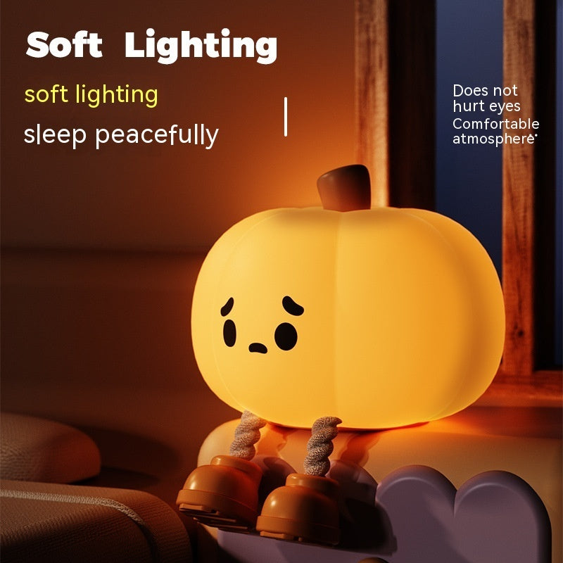 Pumpkin Night Lamp – Soft Silicone Halloween LED Pat Lamp with USB Rechargeable Battery