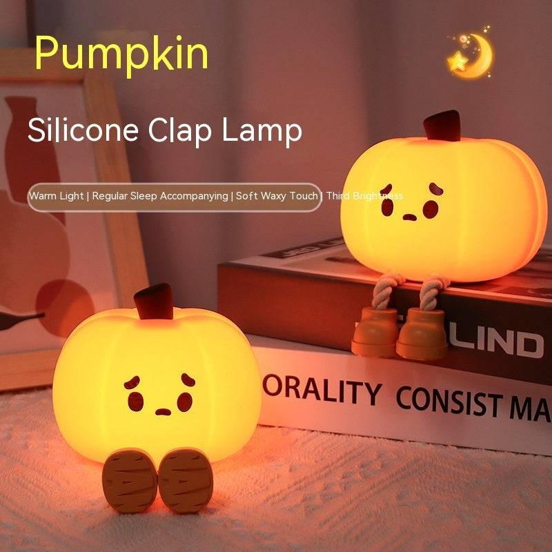 Pumpkin Night Lamp – Soft Silicone Halloween LED Pat Lamp with USB Rechargeable Battery