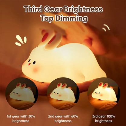 Cute LED Night Light – Touch Sensor Silicone Rabbit Lamp for Kids, Bedside & Christmas Gifts