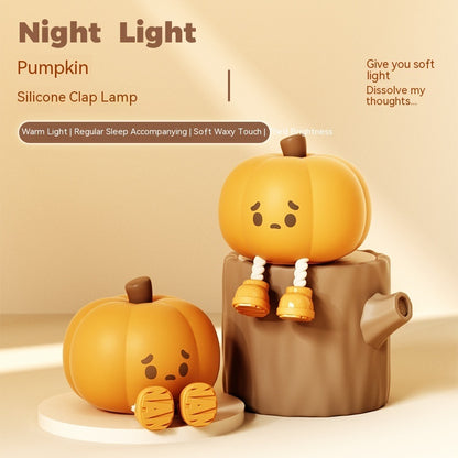 Pumpkin Night Lamp – Soft Silicone Halloween LED Pat Lamp with USB Rechargeable Battery