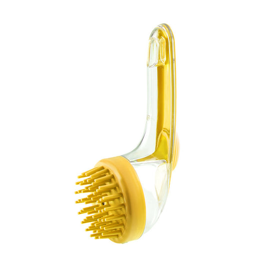Pet Bath Brush with Shampoo Dispenser – Long Handle Soft Bristle Grooming Brush for Dogs & Cats
